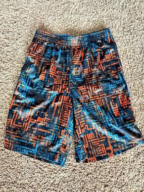 AND1 Men's Medium Geometric Shorts Blue & Orange